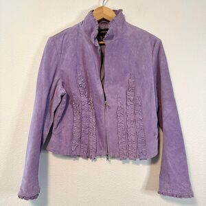 Vintage MetroStyle Ruffle Leather Lavendar Jacket Size 14